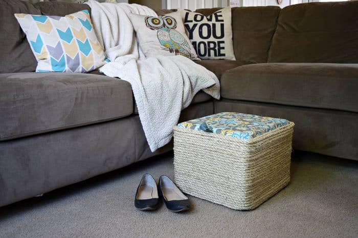 Sisal Rope Ottoman From A Milk Crate.
