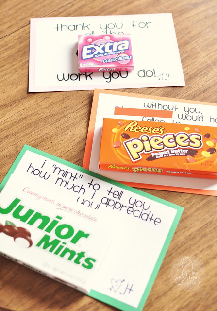 Teacher Appreciation – Sweet Printable Notes with Candy.
