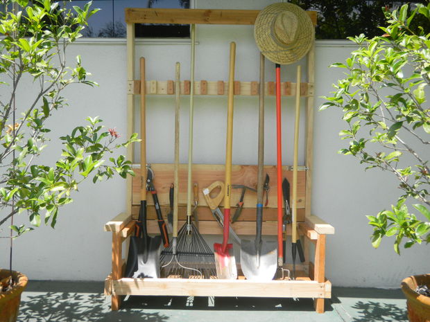 Tool Rack with Foldable Bench.