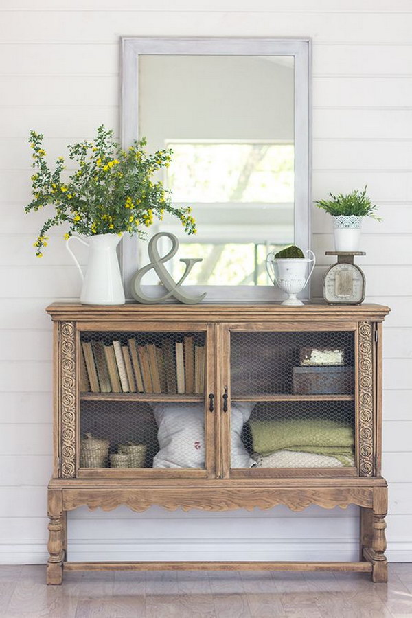 Vintage Cabinet for Cottage-Style Entry.