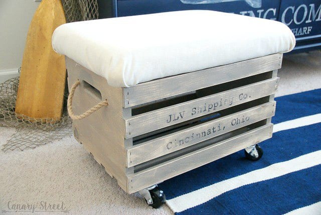 Wood Crate Storage Ottoman.