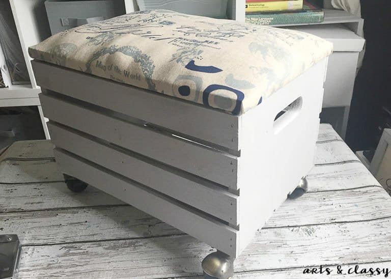 Wooden Crate Rolling Storage Ottoman.