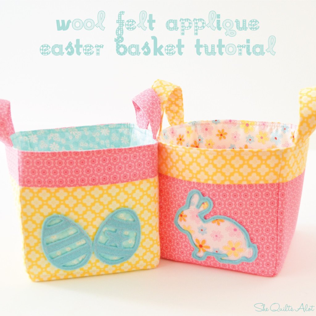 Wool Felt Applique Easter Baskets.