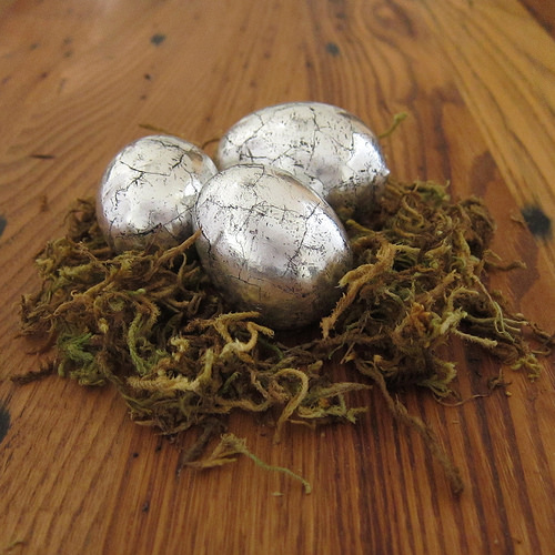 Antiqued Silver Eggs.