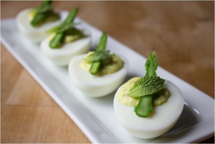 Asparagus Mint Deviled Eggs.