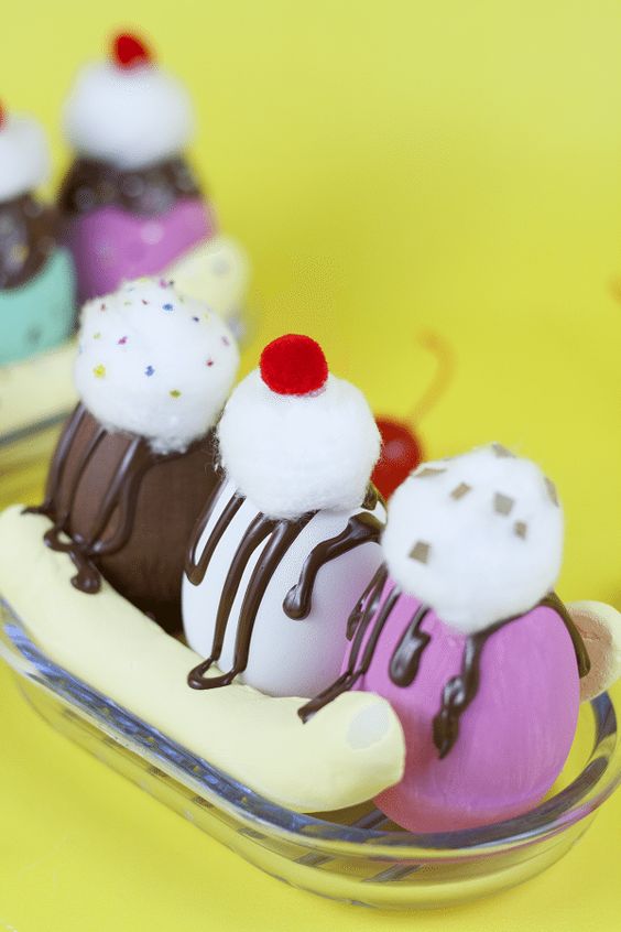 Banana Split Easter Eggs.