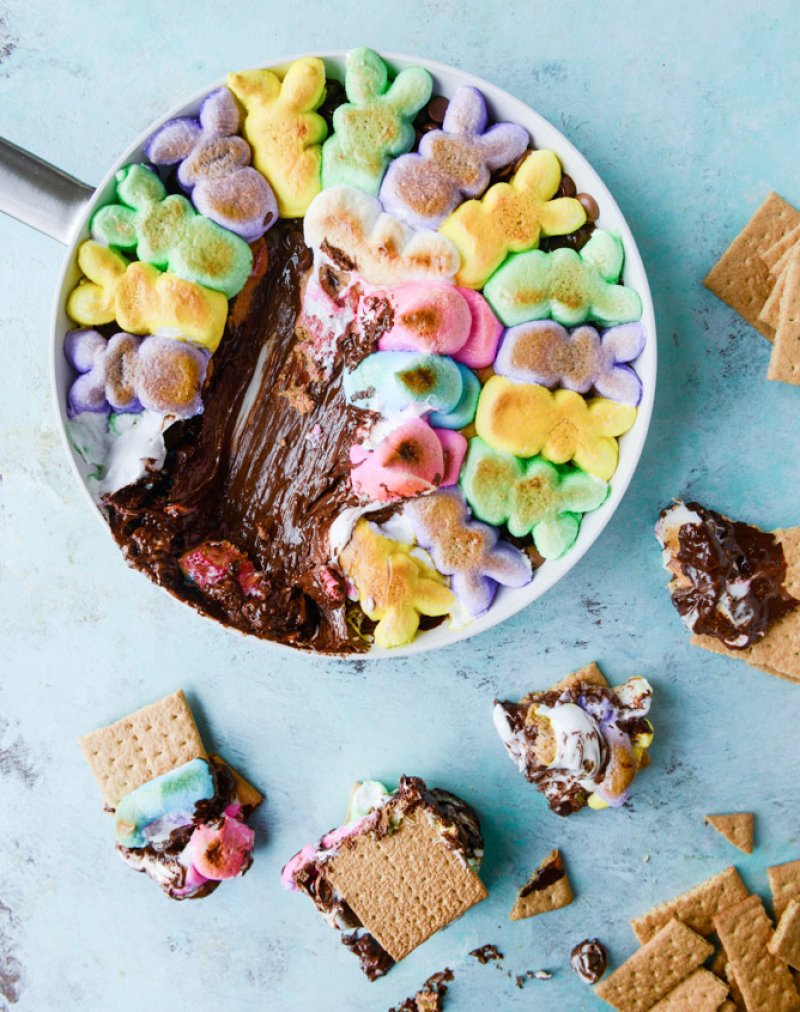 Chocolate Peanut Butter Peep Skillet Smores.