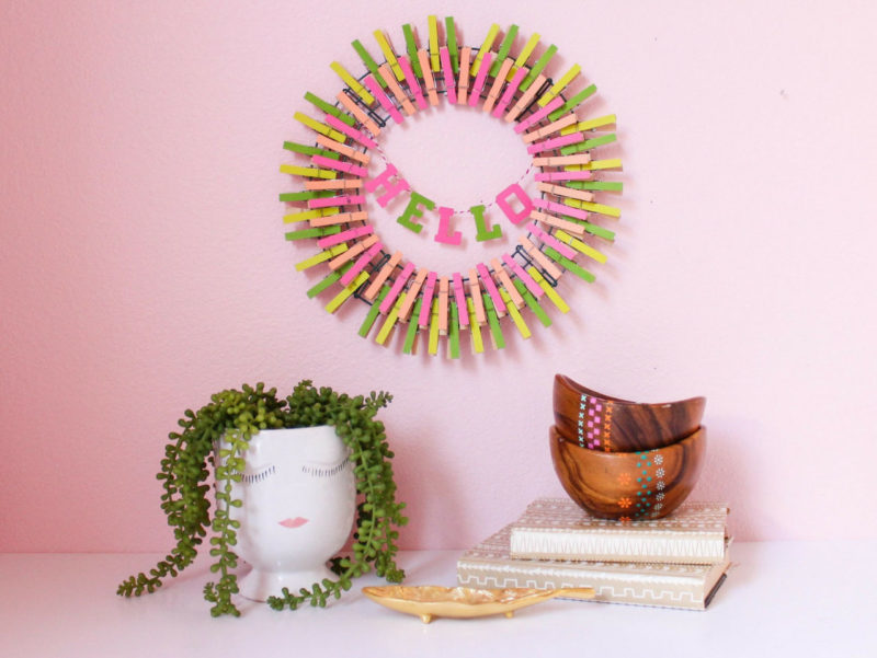 Colorful Clothespin Wreath.