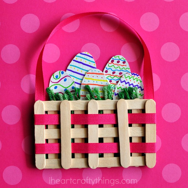Craft Sticks Mini Easter Basket.
