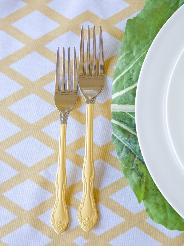 DIY Dipped Flatware for Easter Tablescape from HGTV.