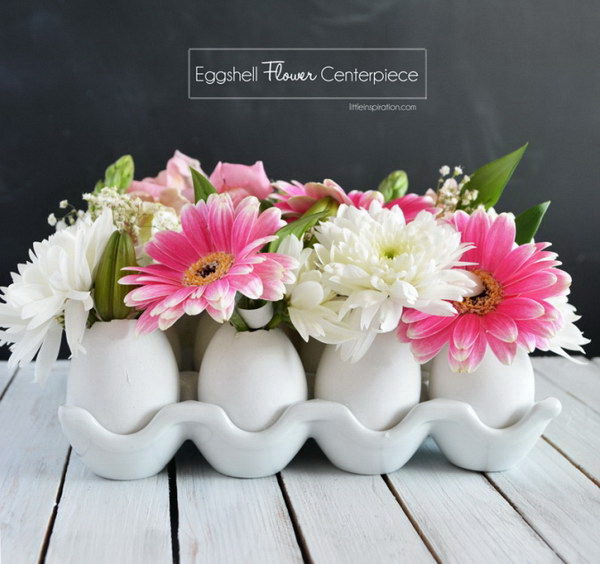 DIY Eggshell Flower Centerpiece.