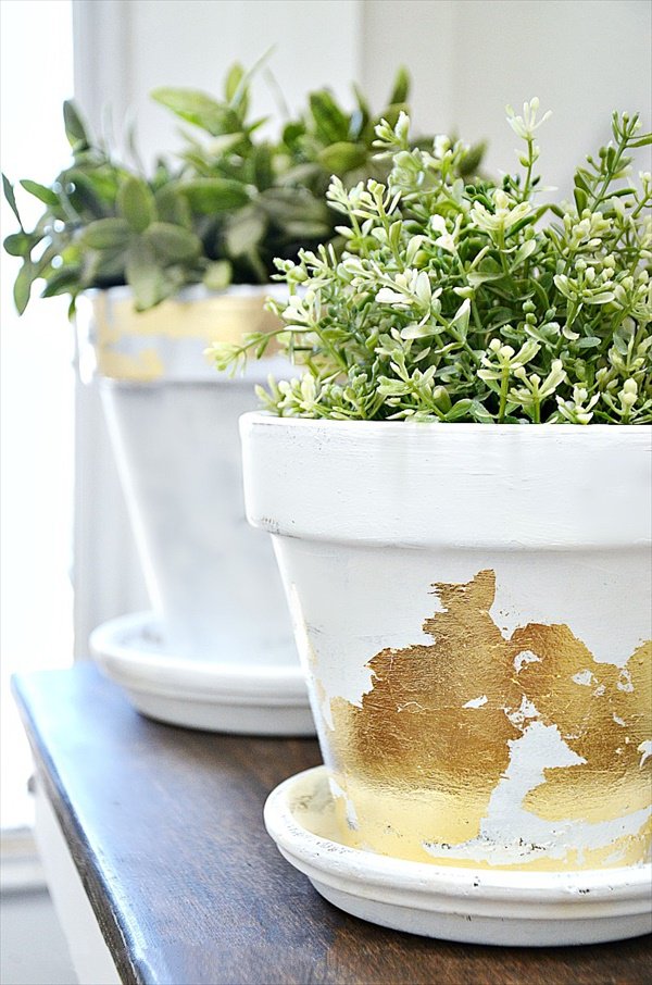 DIY Gold Leaf Pots.