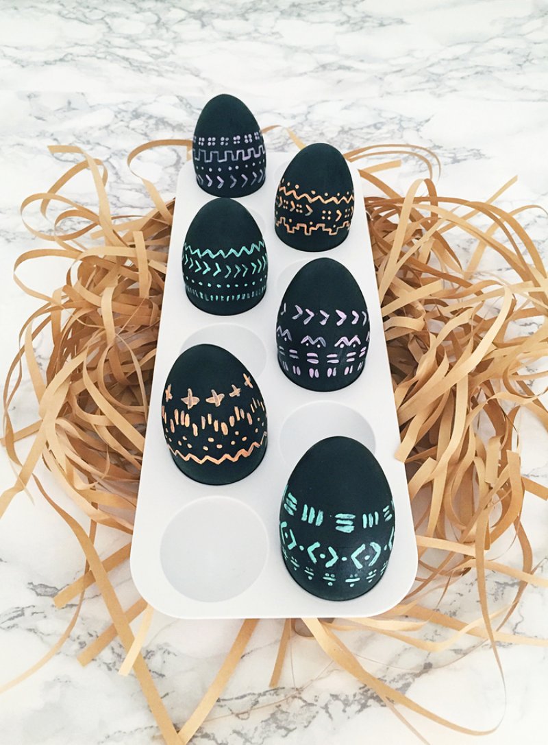 DIY Mud Cloth Easter Eggs.