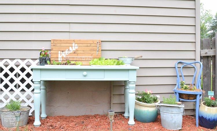 DIY Raised Garden Bed from Old Sofa Table.