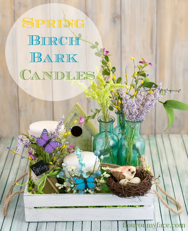 DIY Spring Birch Bark Candles.