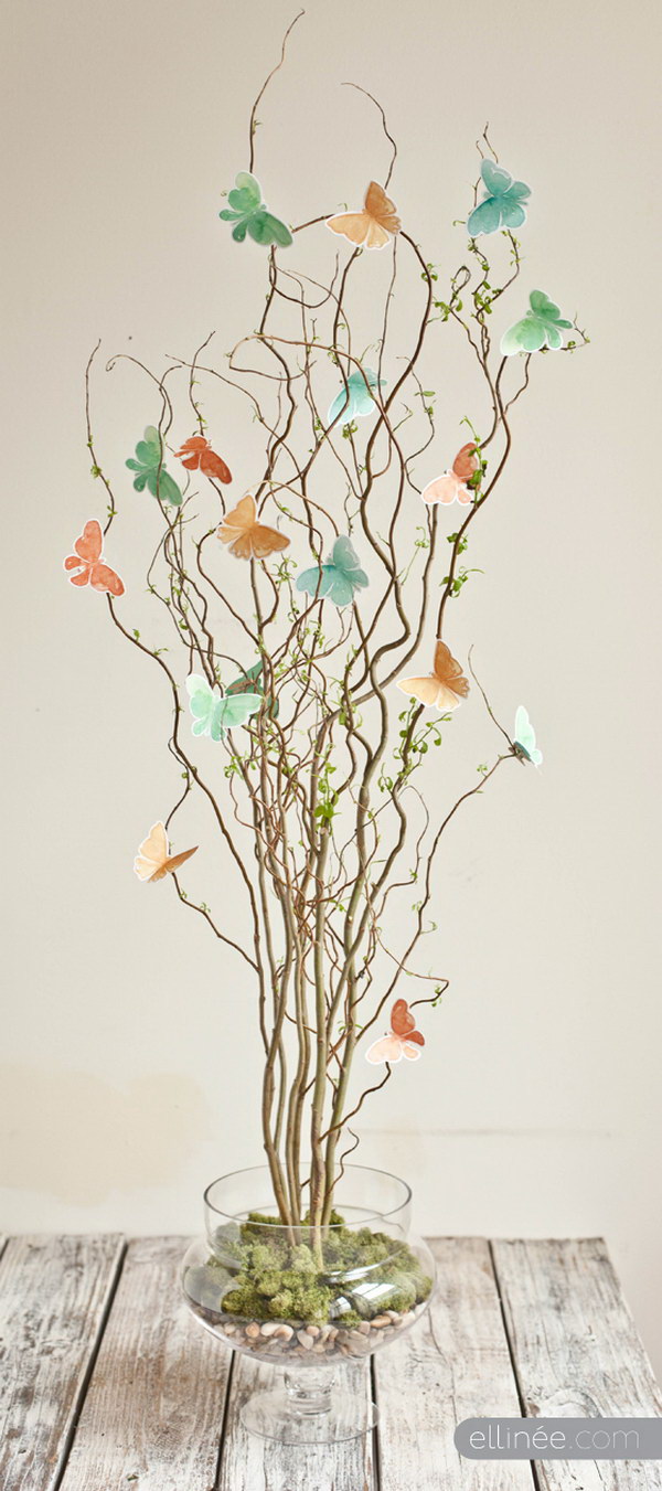 DIY Twig & Butterfly Centerpiece.