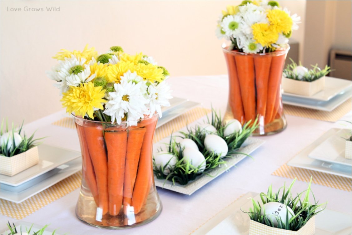 Easter Centerpiece With Carrots.