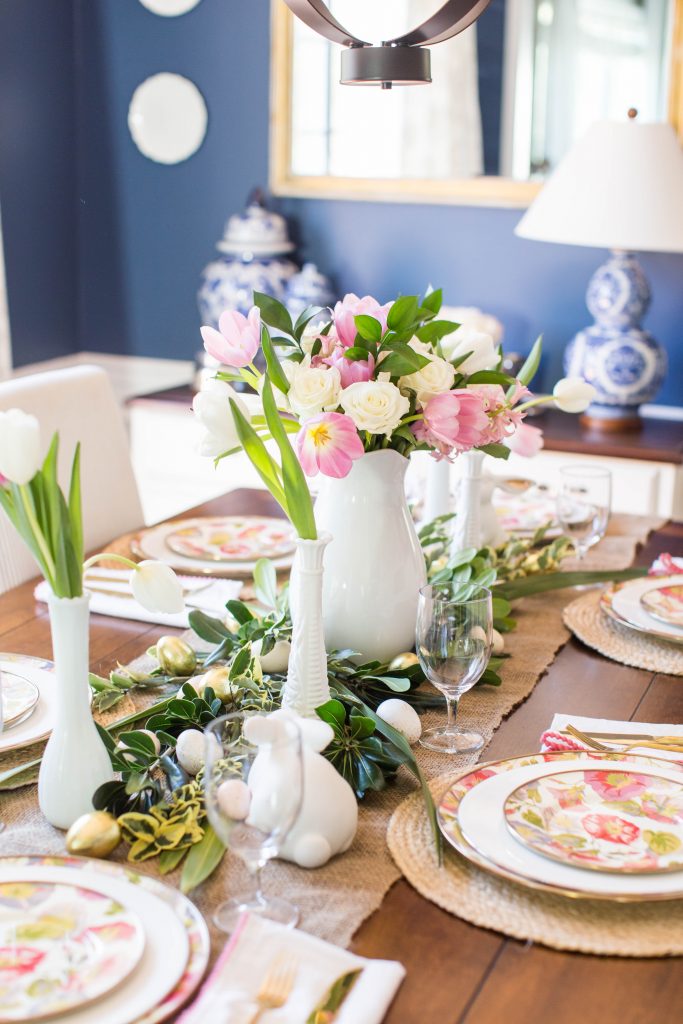 Easter Tulip Tablescape from Coffee Beans & Bobby Pins.