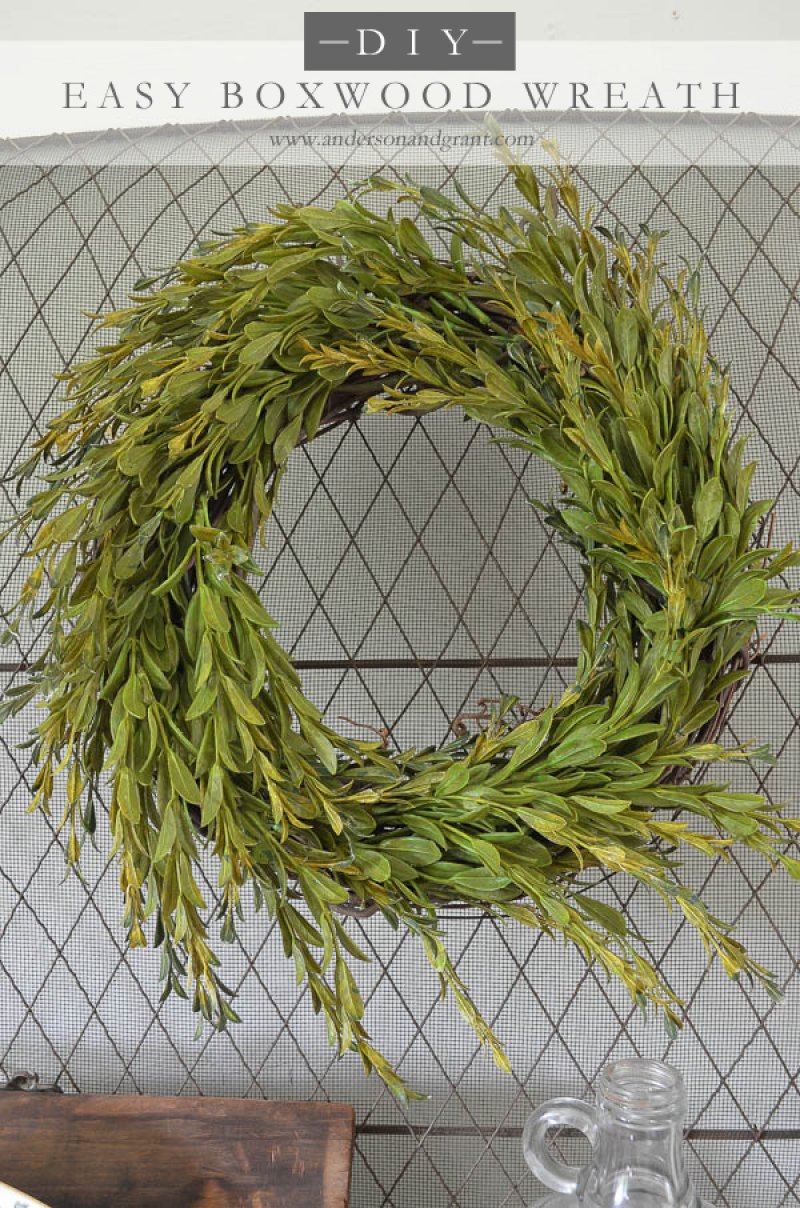 Easy Faux DIY Boxwood Wreath.