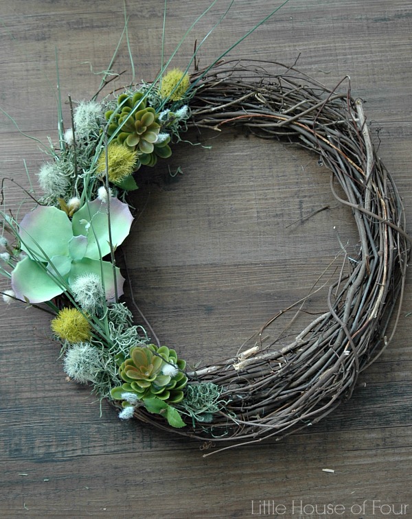 Faux Succulent Inspired Spring Wreath.