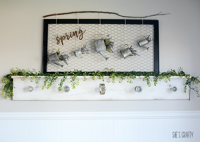 Floral and Greenery Spring Mantel.