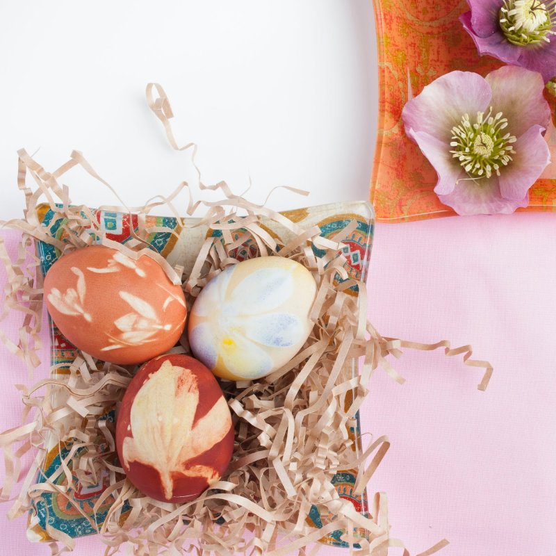 Flower Print Easter Eggs.