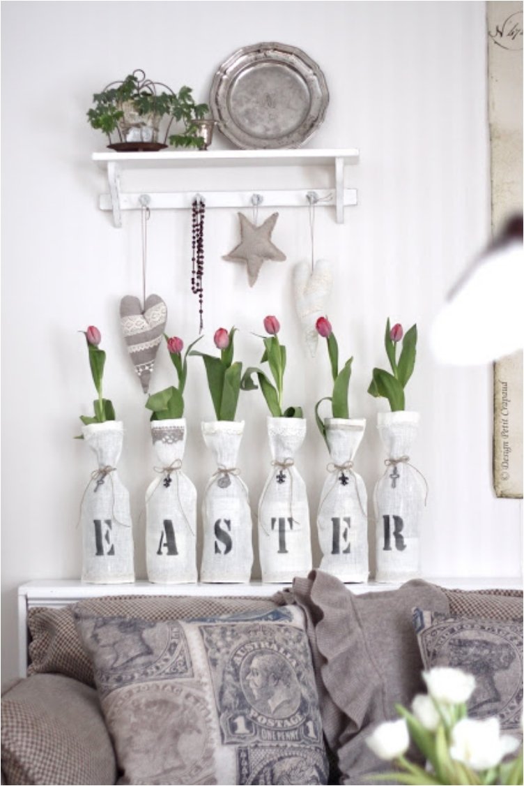 Flowery Easter Mantel Decor.