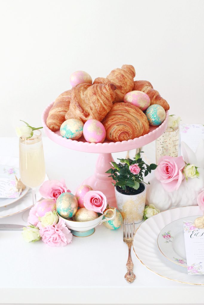 Gold Accented Easter Brunch Tablescape from Studio Bicyclette.