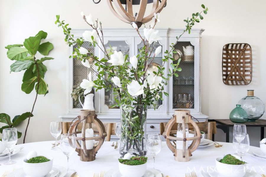 Green and White Easter Tablescape.