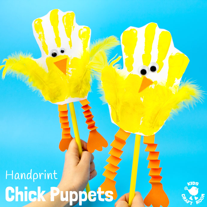 Handprint Chick Puppets.
