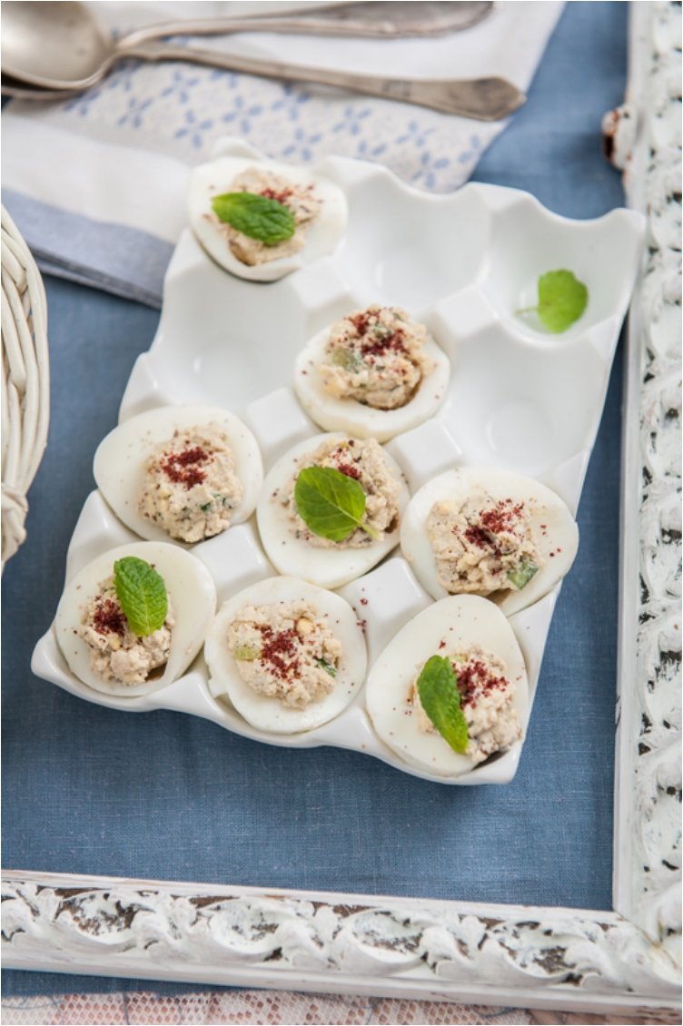 Labneh & Dukkah Deviled Eggs.