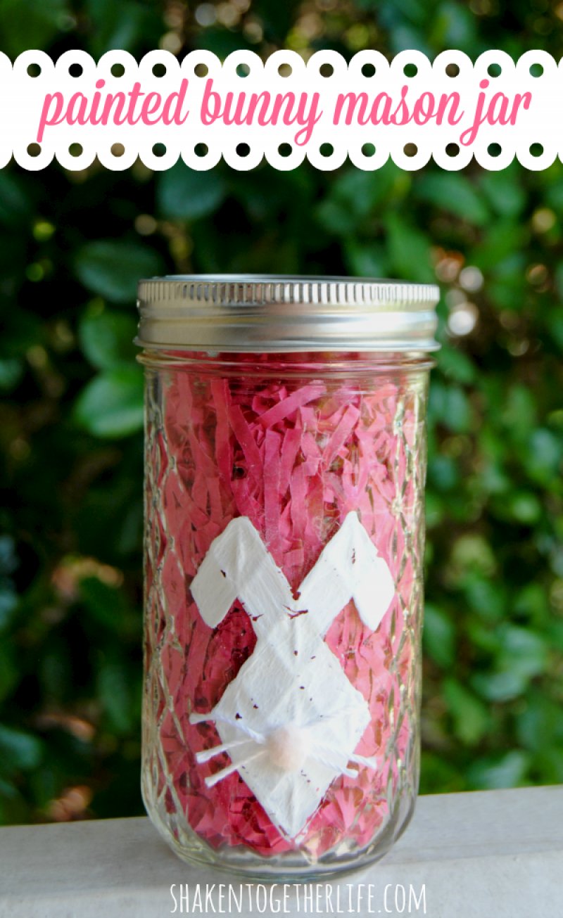 Painted Bunny Mason Jar.