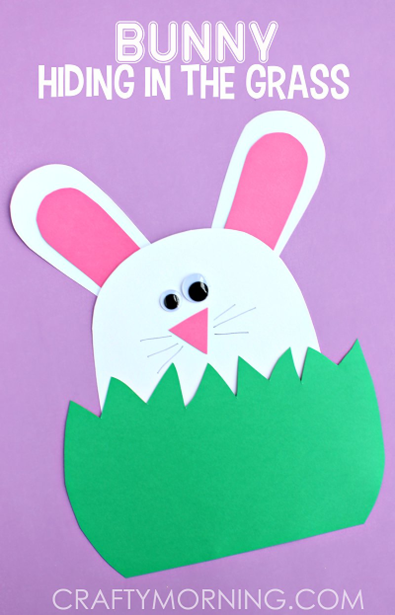 Paper Bunny Hiding in Grass Easter Craft.