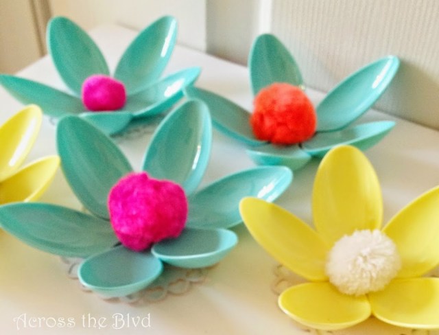 Plastic Spoon Flowers.