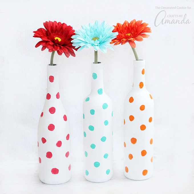 Polka Dot Wine Bottle Vases.