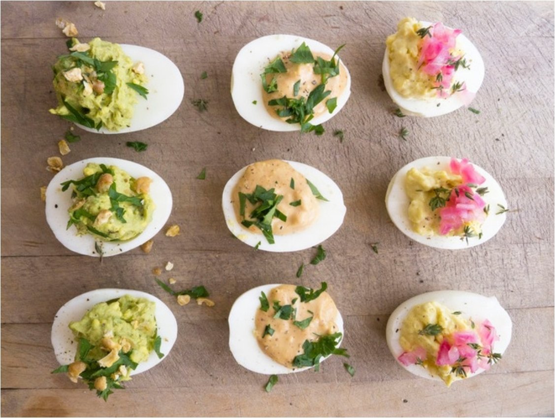 Sour, Herbal And Spicy Deviled Eggs.