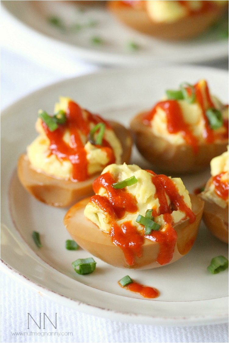 Soy Sriracha Deviled Eggs.