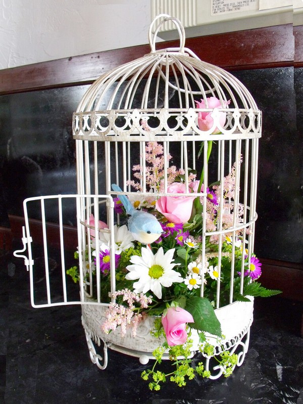 Spring Birdcage Floral Decoration.
