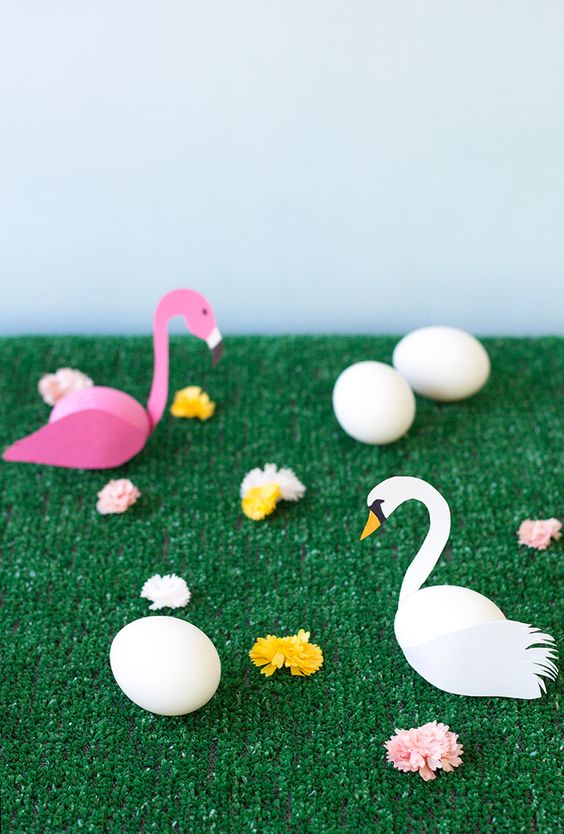 Swan and Flamingo Easter Eggs.