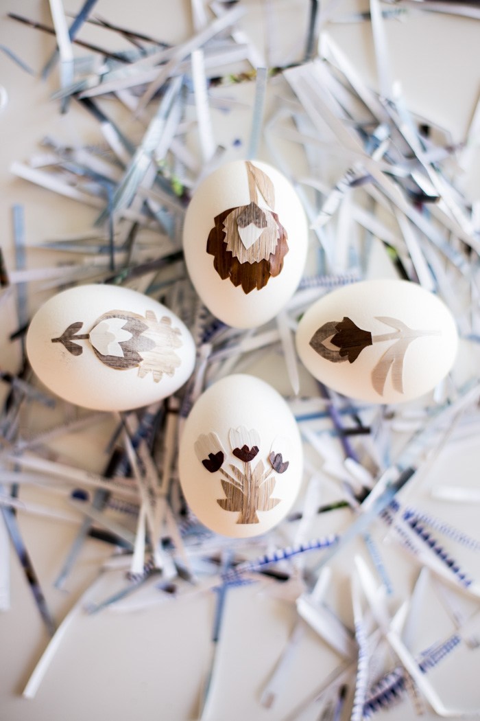 Wood Grain Folk Flower Easter Eggs.