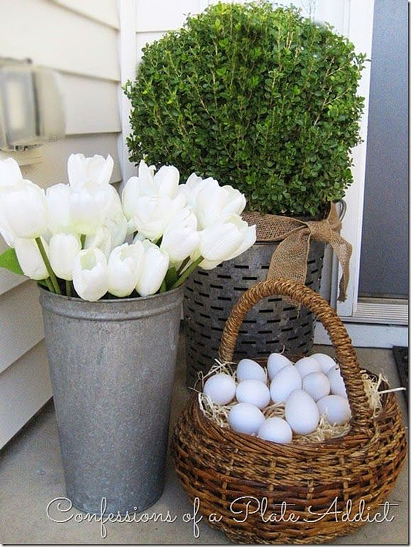 Beautiful Entryway with Displays of Different Heights.