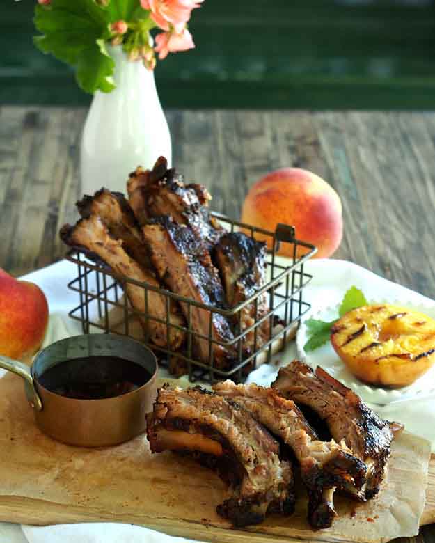 Bourbon & Peach Grilled Baby Back Ribs.