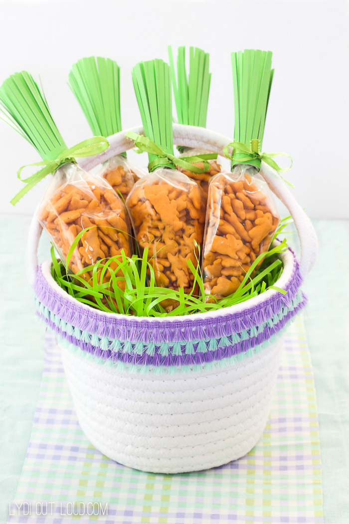 Carrot Easter Treat Bags and DIY Fringe Easter Basket.