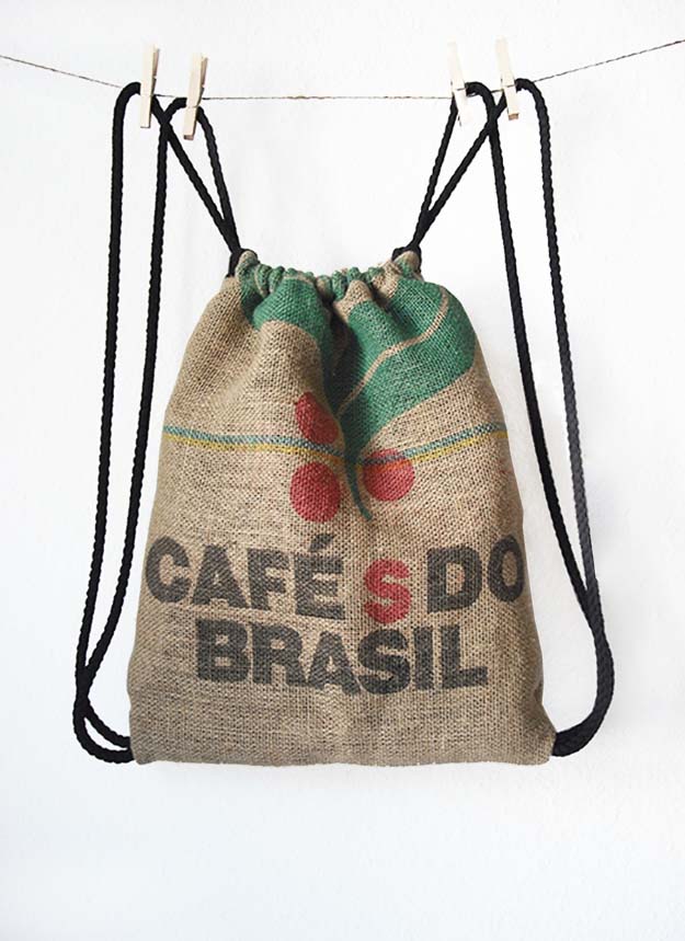 Coffee Bag Drawstring Back Pack.