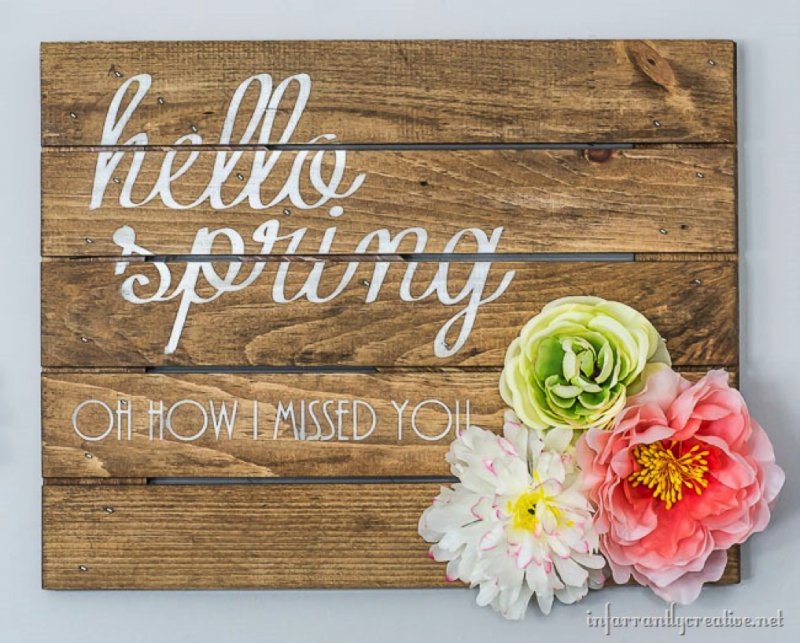 DIY Hello Spring Sign.