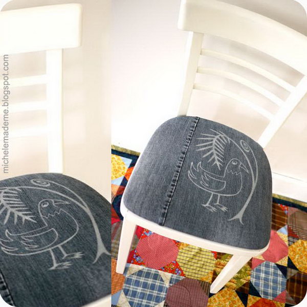 DIY Old Denim Chair Cushions.