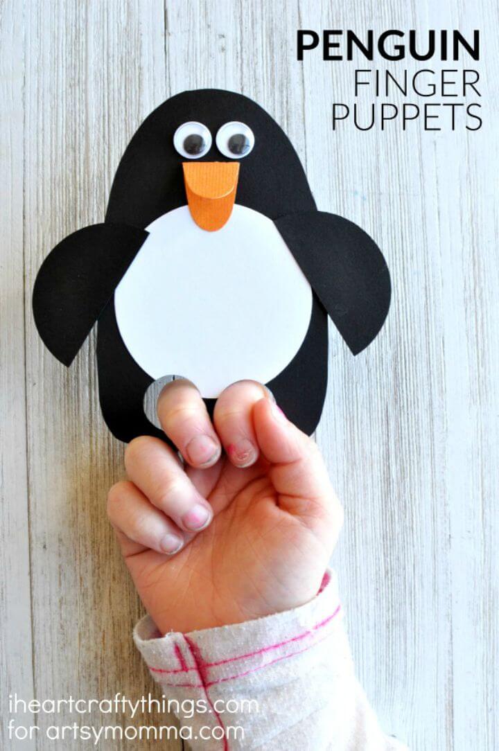DIY Penguin Puppet Craft.