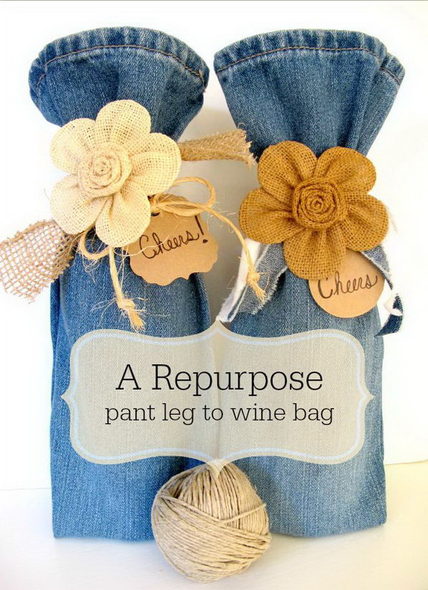 DIY Wine Bag from Old Jeans.