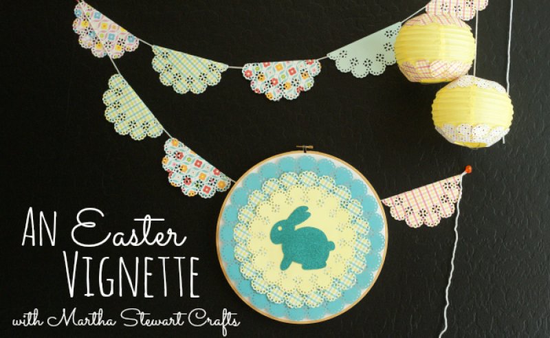 Easter Bunting Hoop Art.