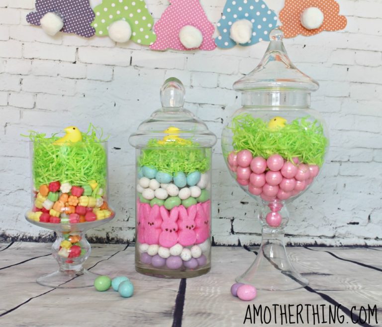 Easter Candy Jar Centerpieces.